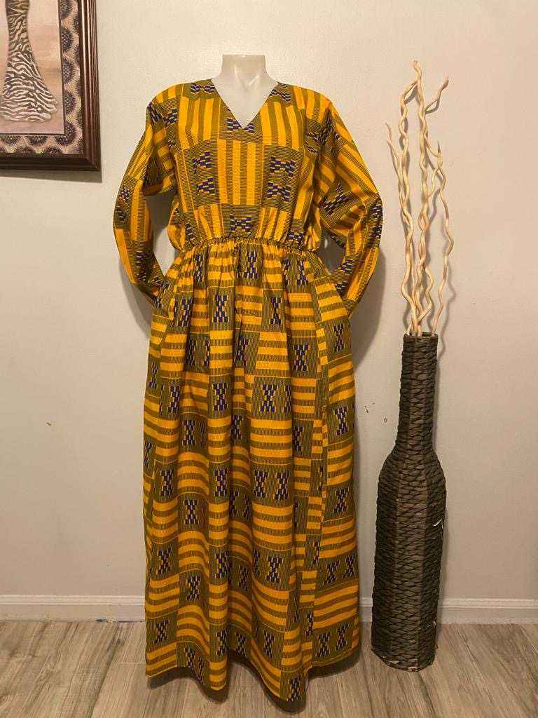 Gold African Print Dress