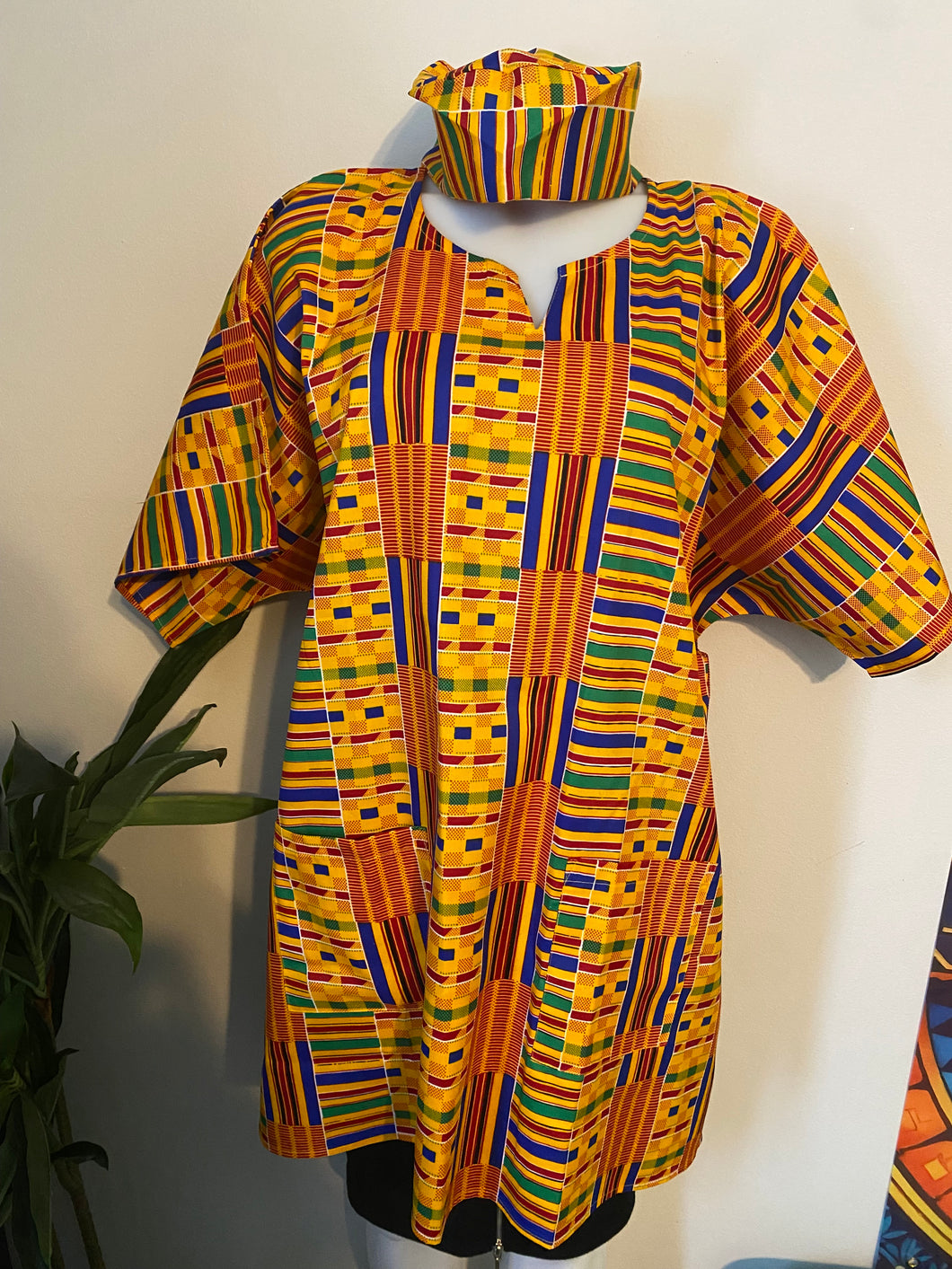 Kente Dashiki Style Top/Dress with Pockets