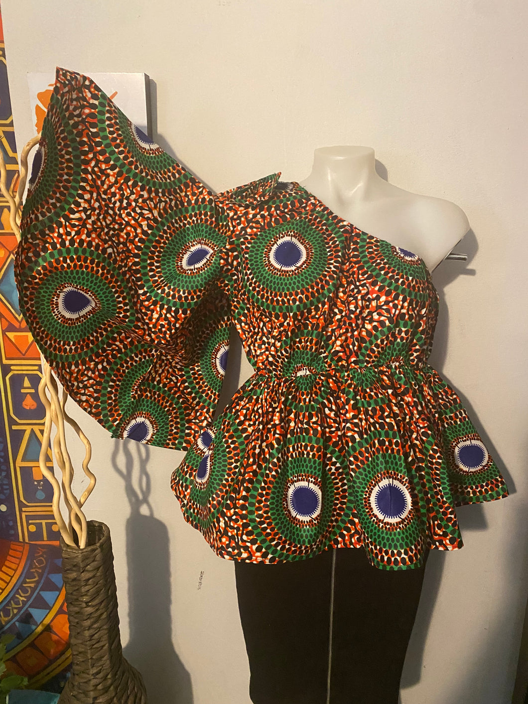 African Print Single Sleeve Top