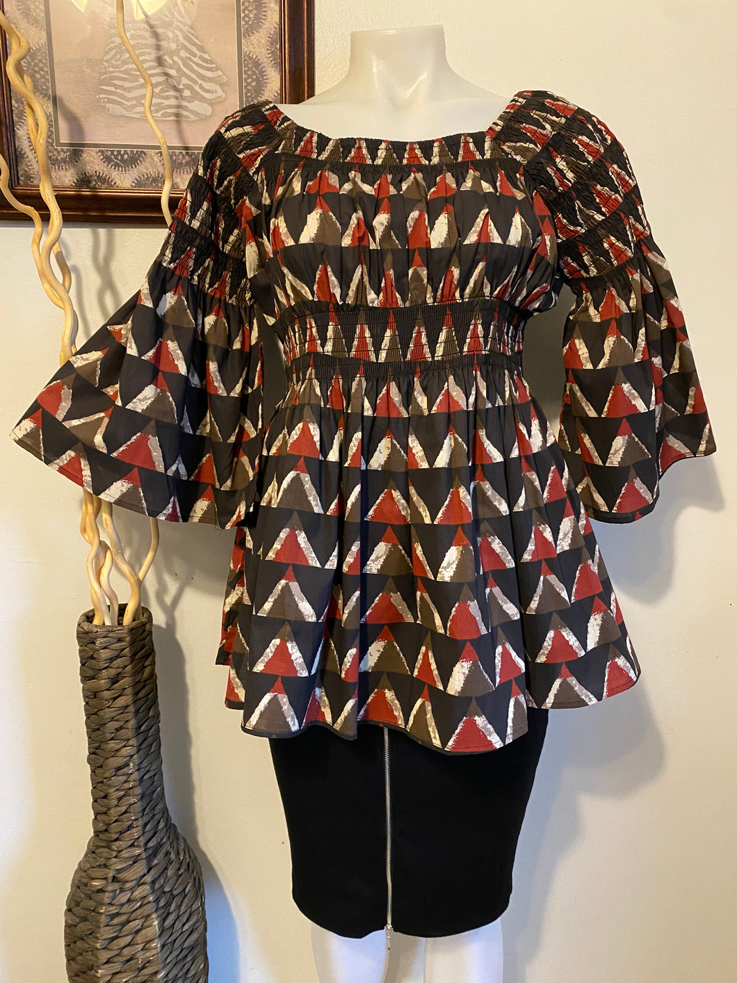 Burgundy/Black/Brown African Print