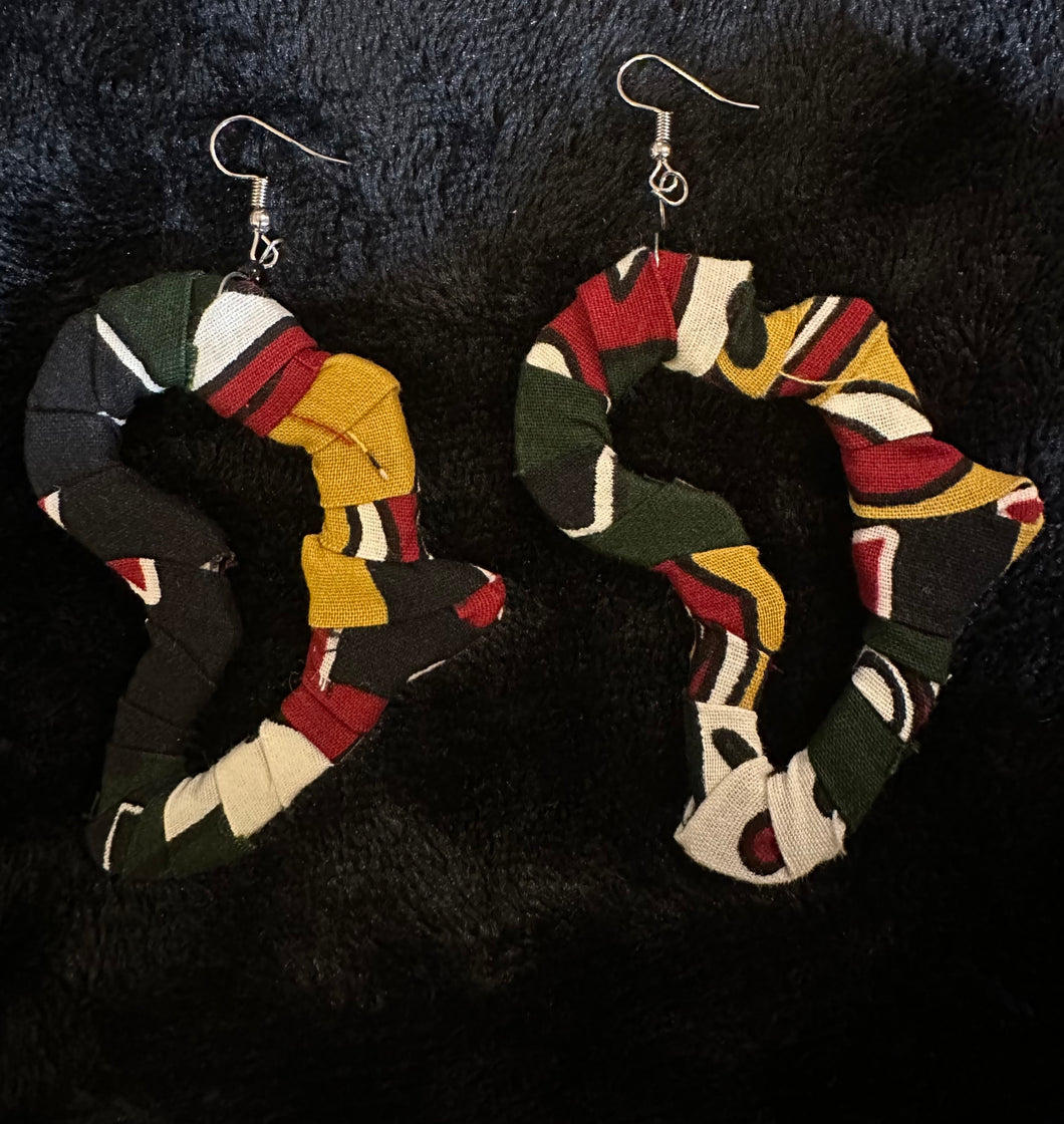 Green and Gold African Print Earrings