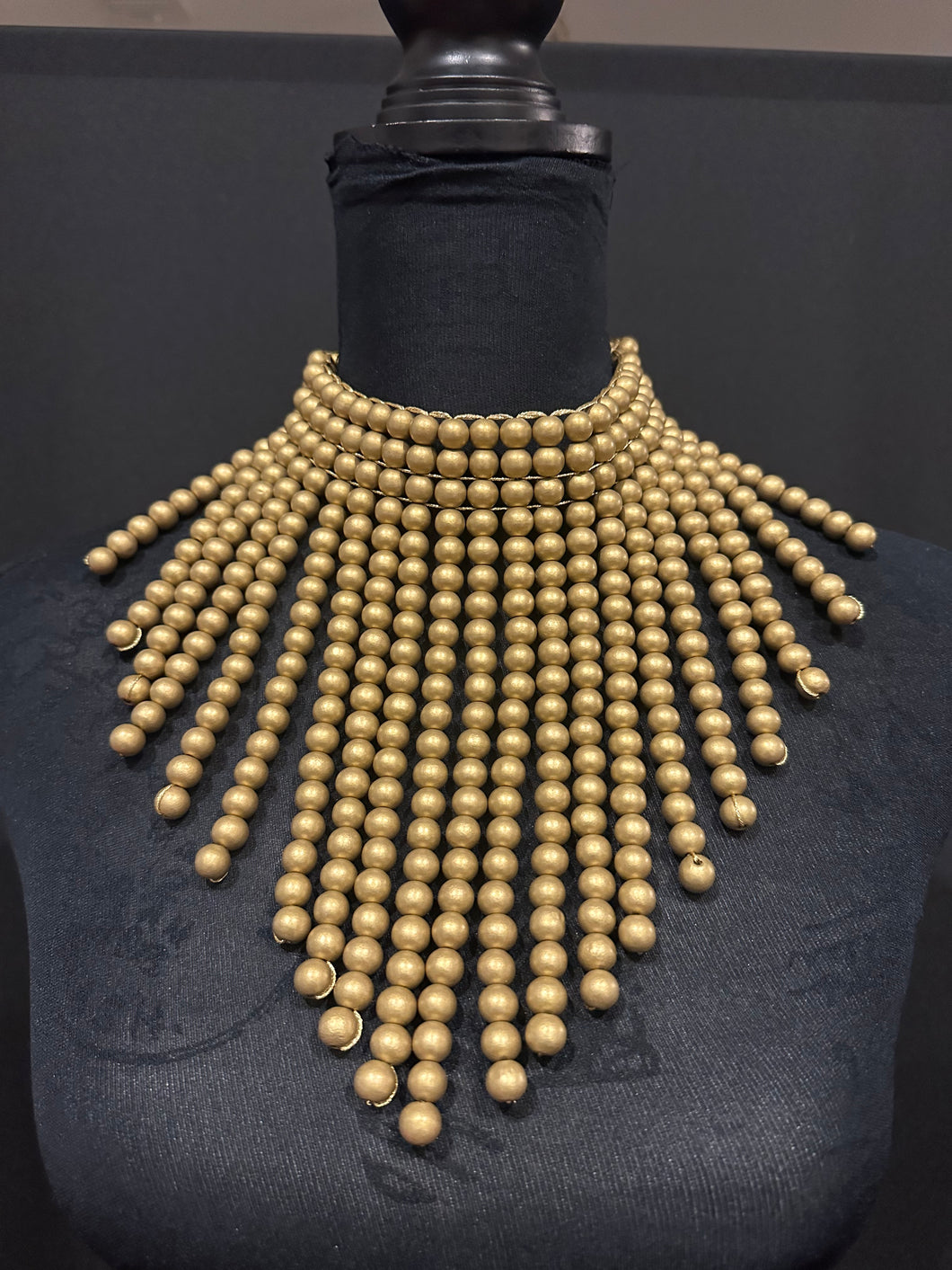 Gold Wood Beaded Necklace
