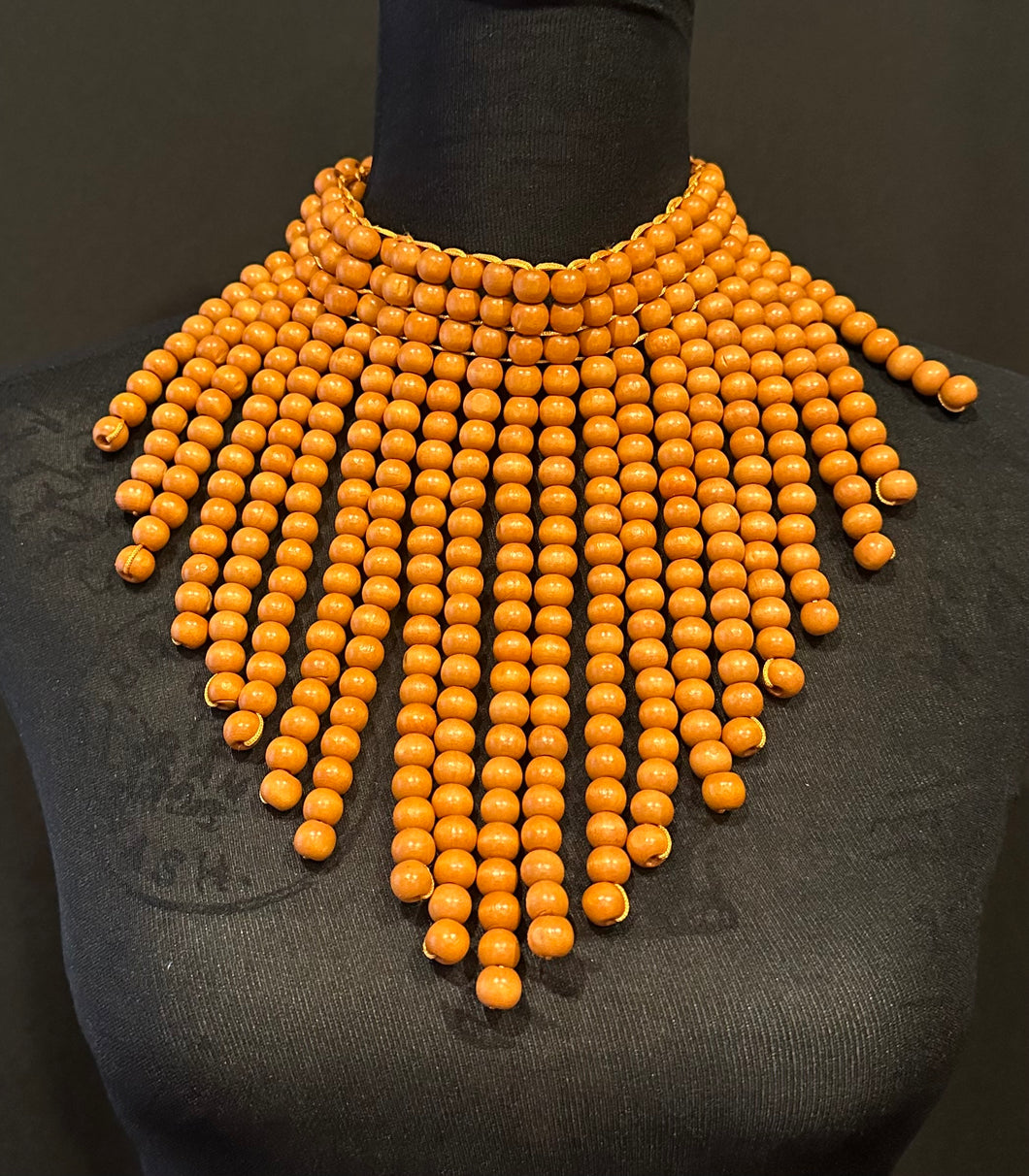 Copper Wood Beaded Necklace