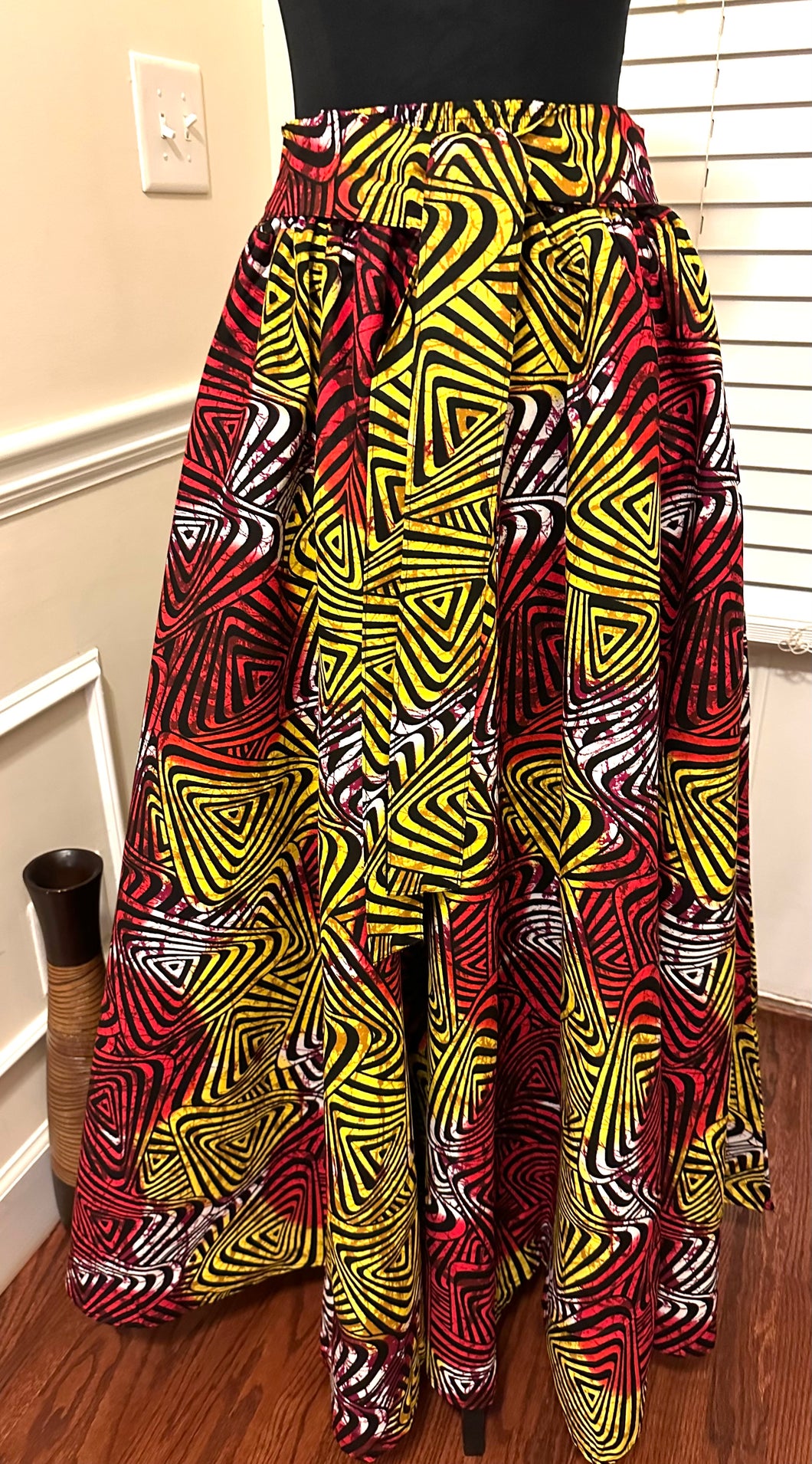 Red/Yellow/Black African Print Maxi Skirt