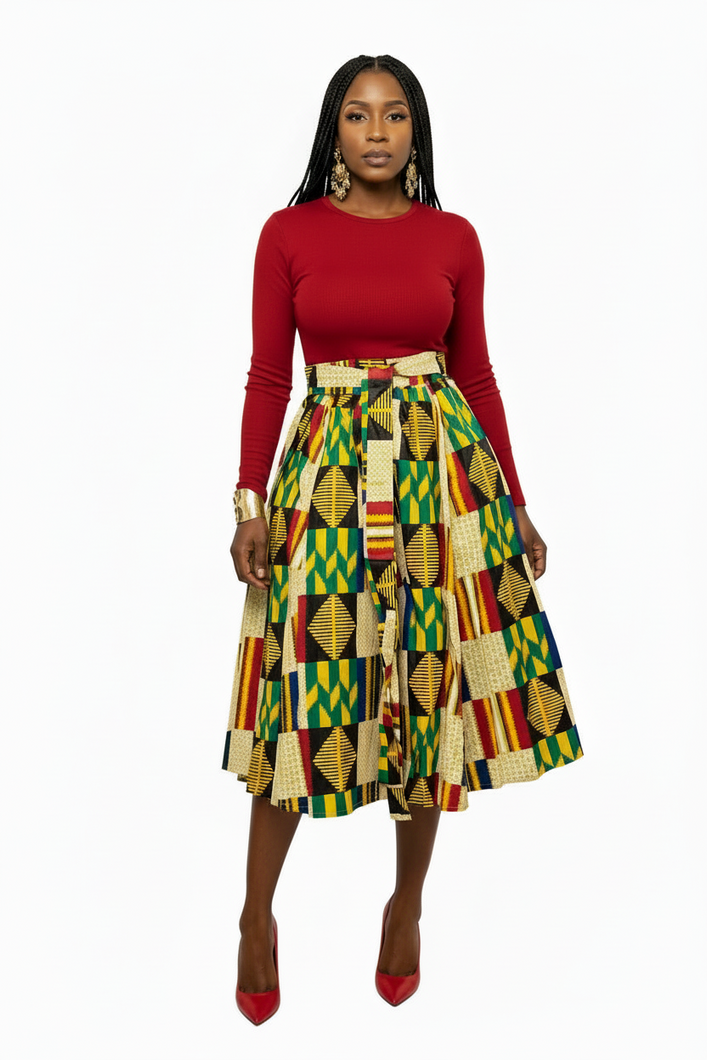 The Makena Heritage Mosaic Midi Skirt