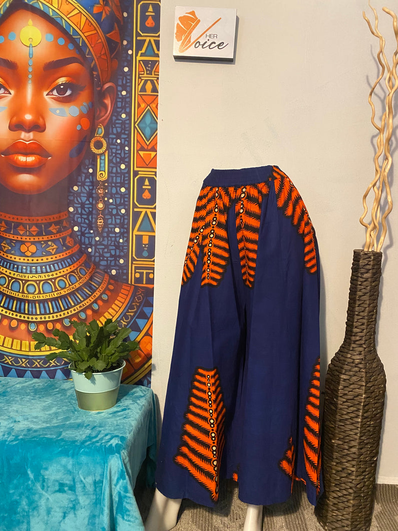 Blue and Orange African Print Palazzo