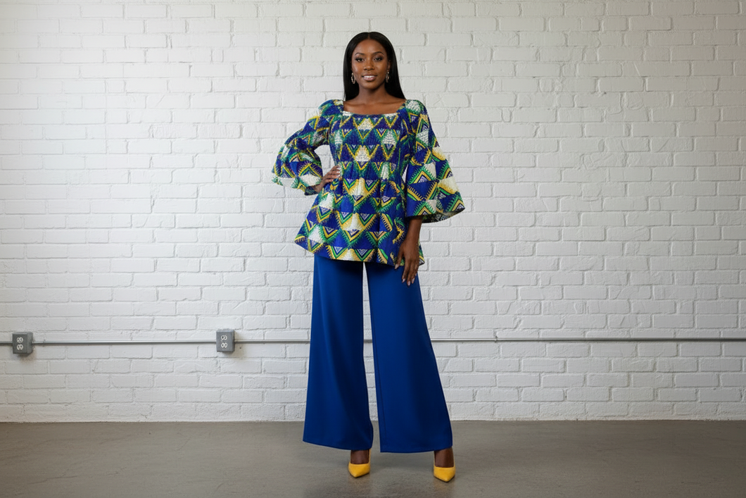 ✨ The Kemi Crown Bell-Sleeve Top
