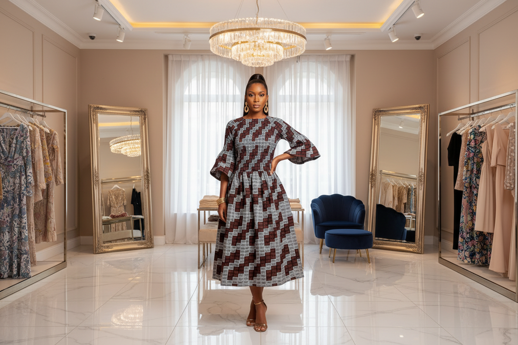 Malia Bell-Sleeve Midi Dress