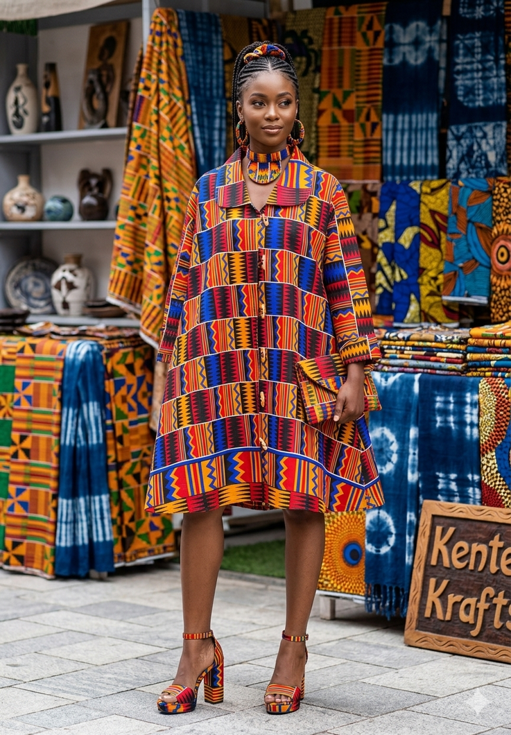 Amara African Print A-Line Swing Coatdress