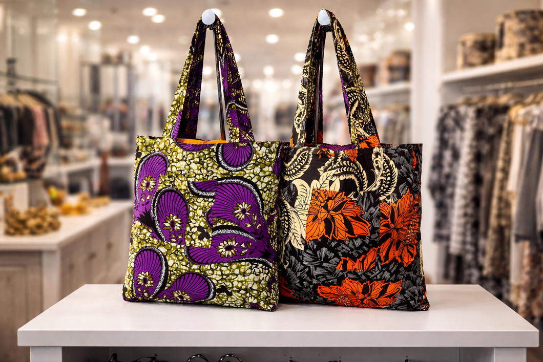 Ankara Print Reversible Tote - Support Liberia Clinic URGENT NEED!!! 🇱🇷