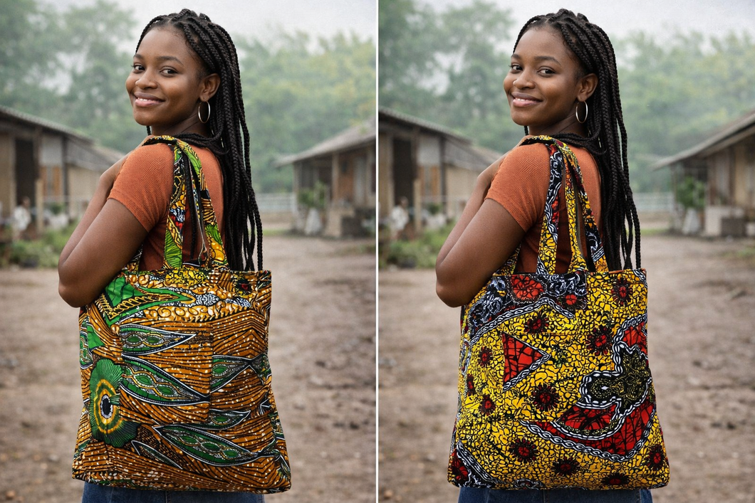Ankara Print Reversible Tote - Support Liberia Clinic URGENT NEED!!! 🇱🇷