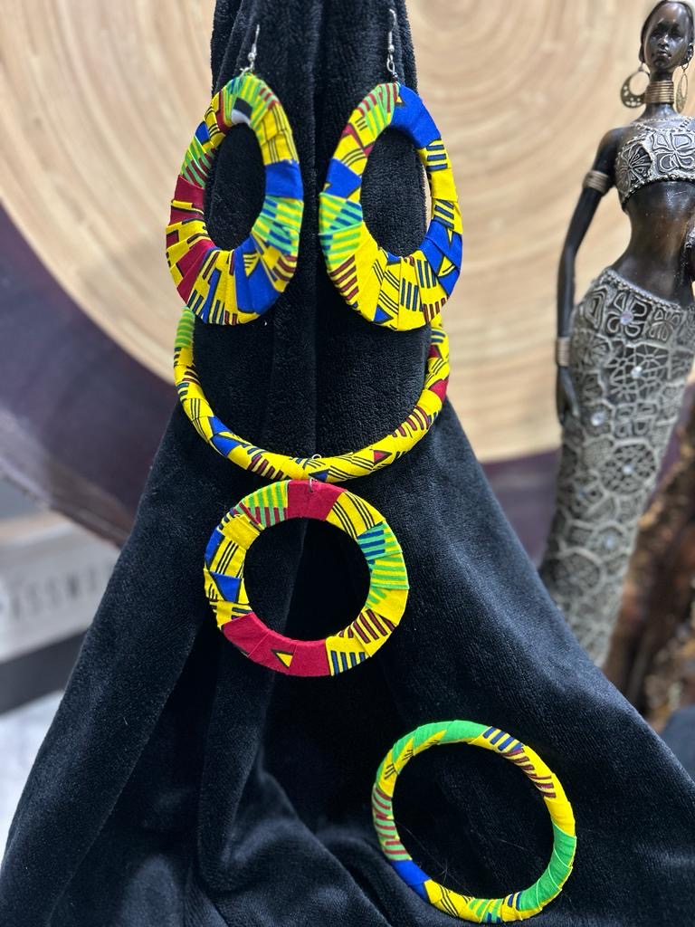 Multi African Print  Necklace Set