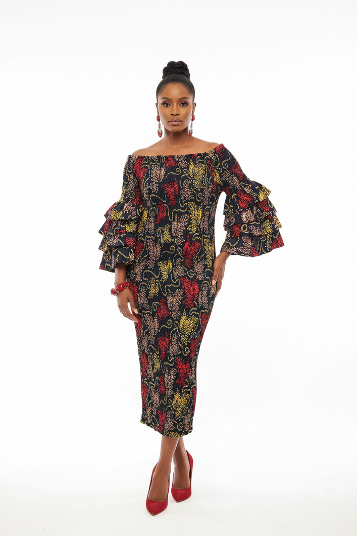 The Royal Ember Ankara Midi Dress