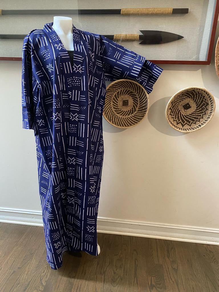 Blue and White African Print Duster
