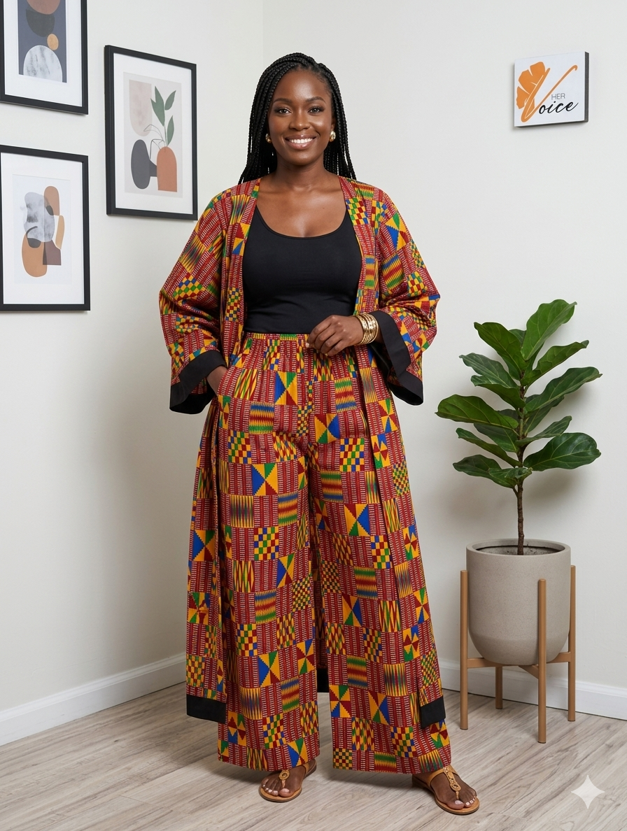The Zuri Ankara Duster & Wide-Leg Pant Set