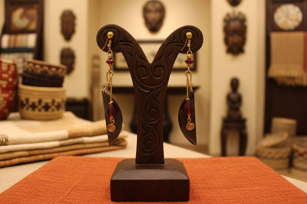 Crimson Horn Artisan Earrings