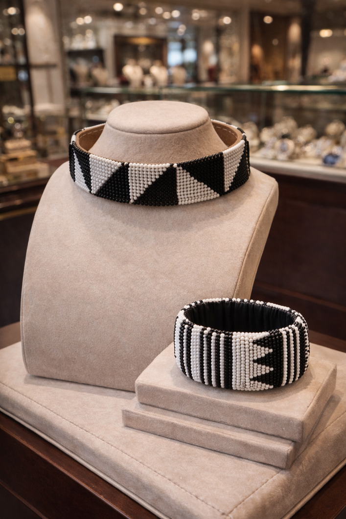 Zuri Heritage Beaded Choker & Cuff Set