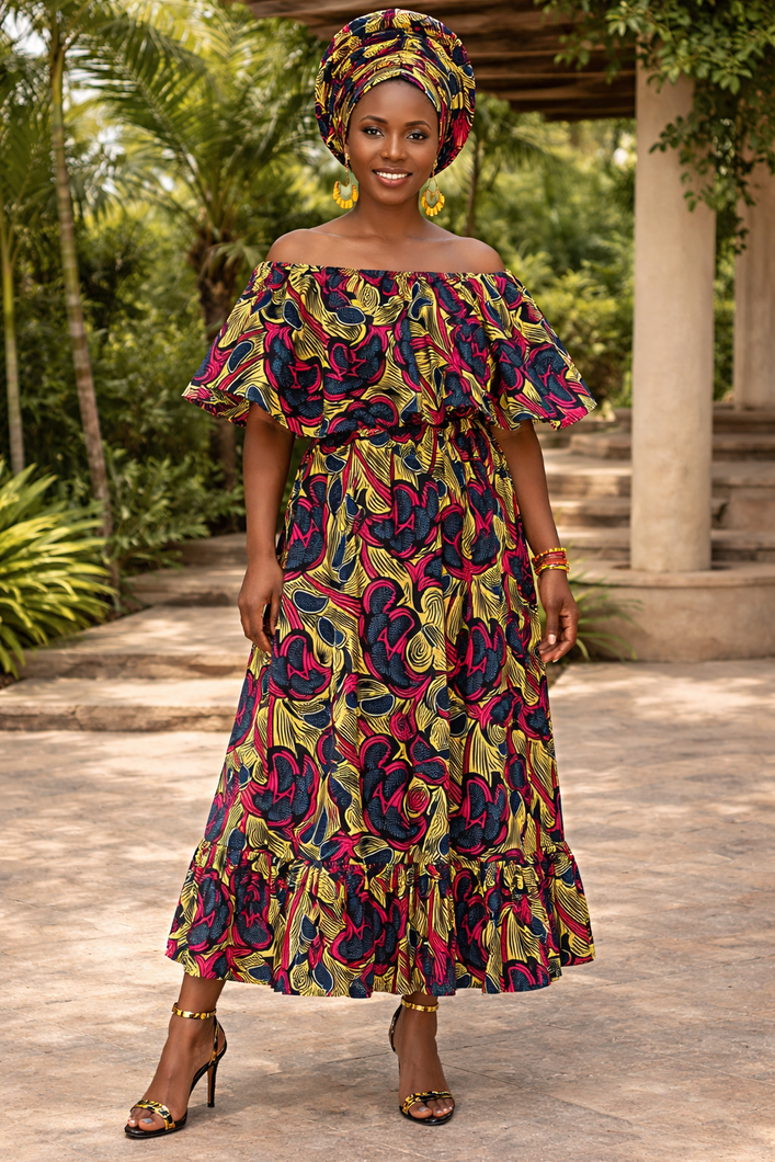 Nia Floral Ruffle Maxi Dress