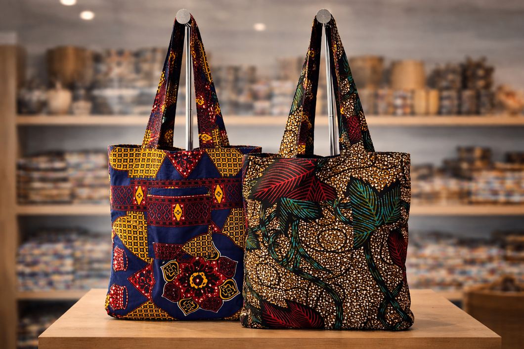 Ankara Print Reversible Tote - Support Liberia Clinic URGENT NEED!!! 🇱🇷