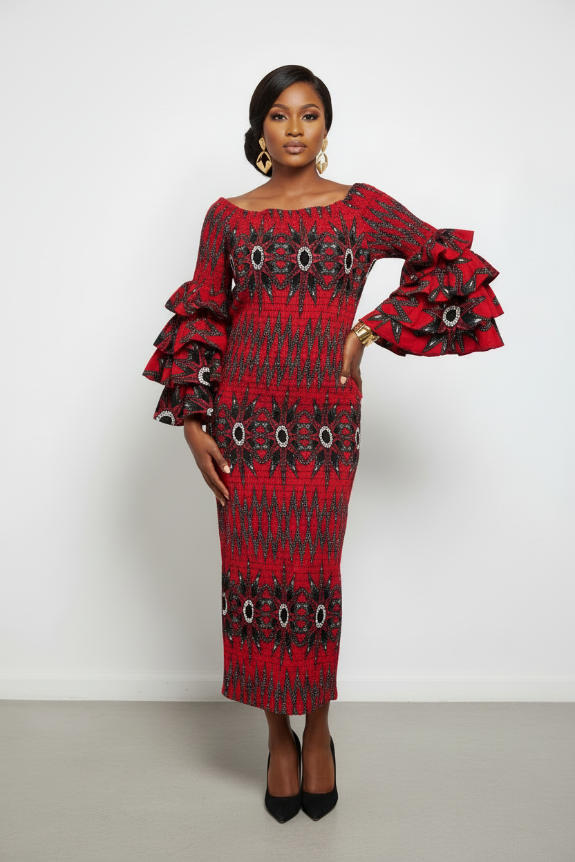 Bold Grace Ankara Elastic Dress