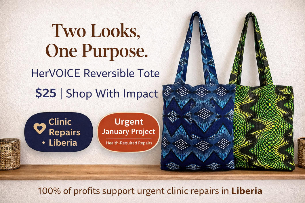 Ankara Print Reversible Tote - Support Liberia Clinic URGENT NEED!!! 🇱🇷