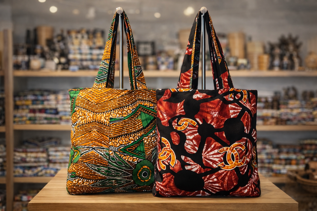 Ankara Print Reversible Tote - Support Liberia Clinic URGENT NEED!!! 🇱🇷