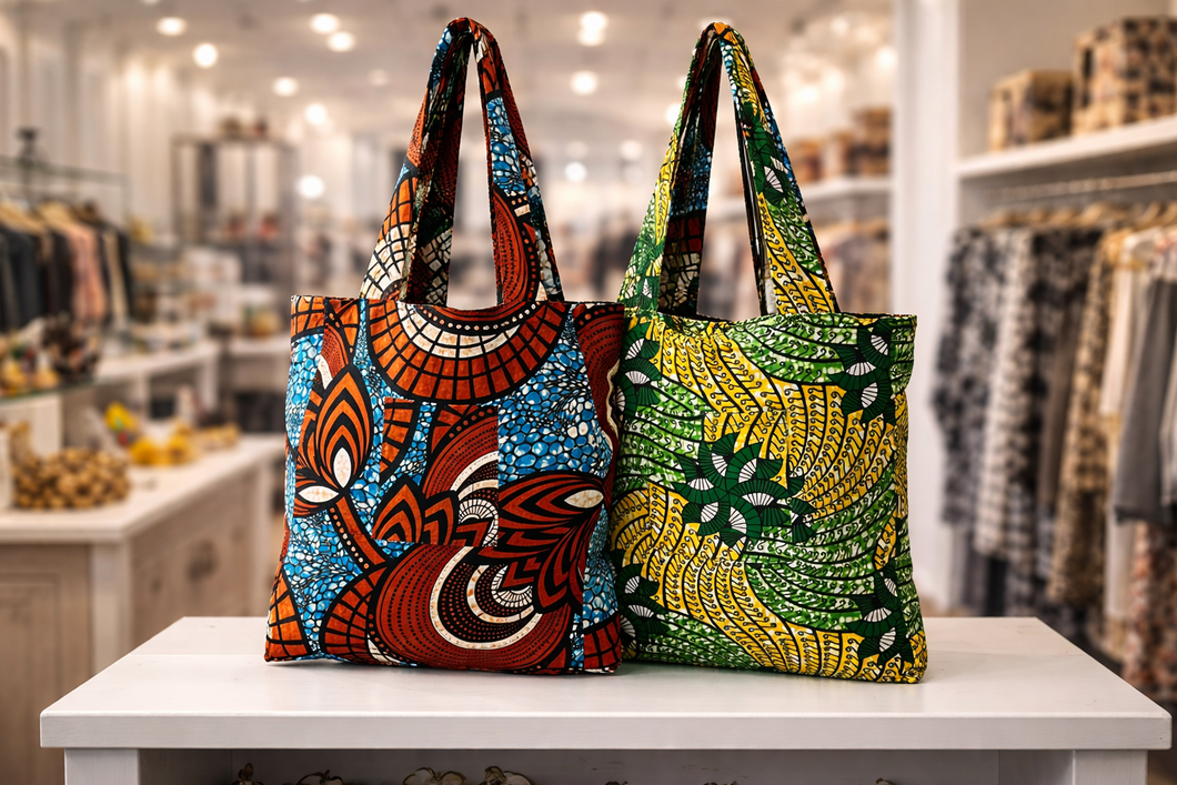 Ankara Print Reversible Tote - Support Liberia Clinic URGENT NEED!!! 🇱🇷