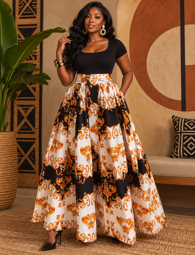 Zuri Baroque Maxi Skirt.