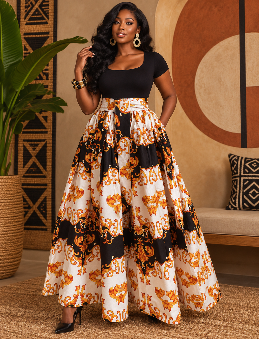 Zuri Baroque Maxi Skirt.