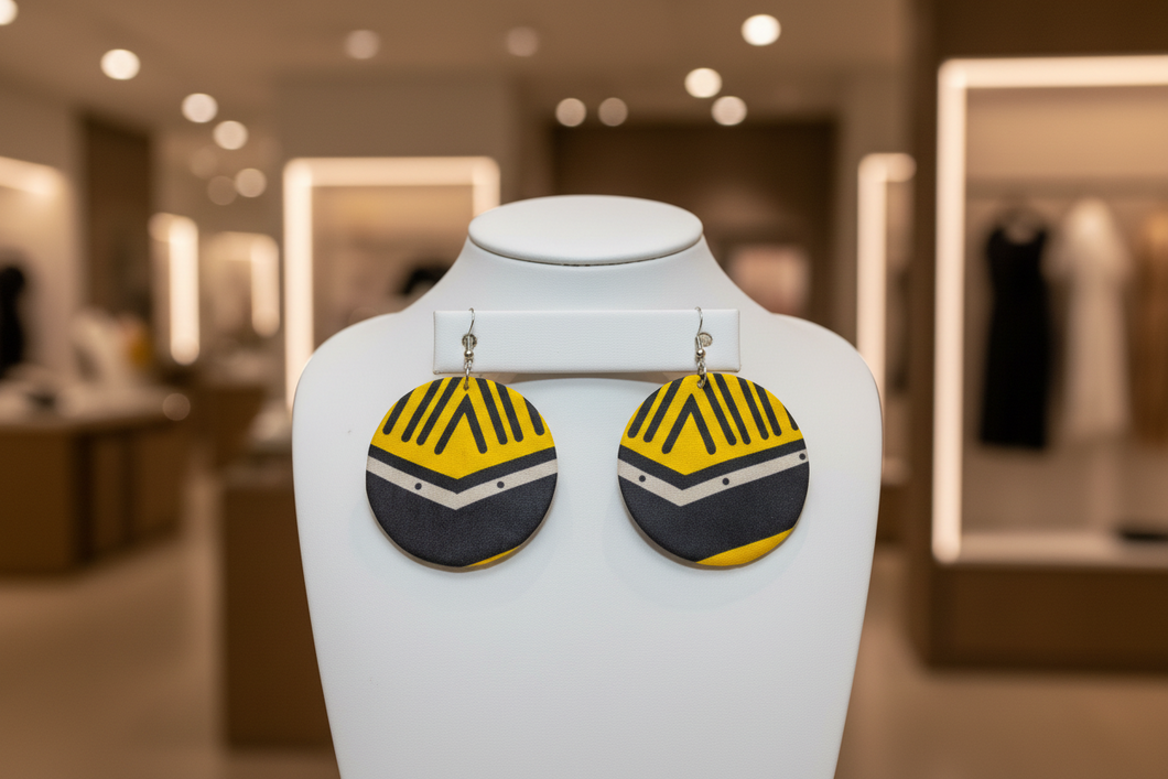 Makeda Crown Ankara Circle Earrings