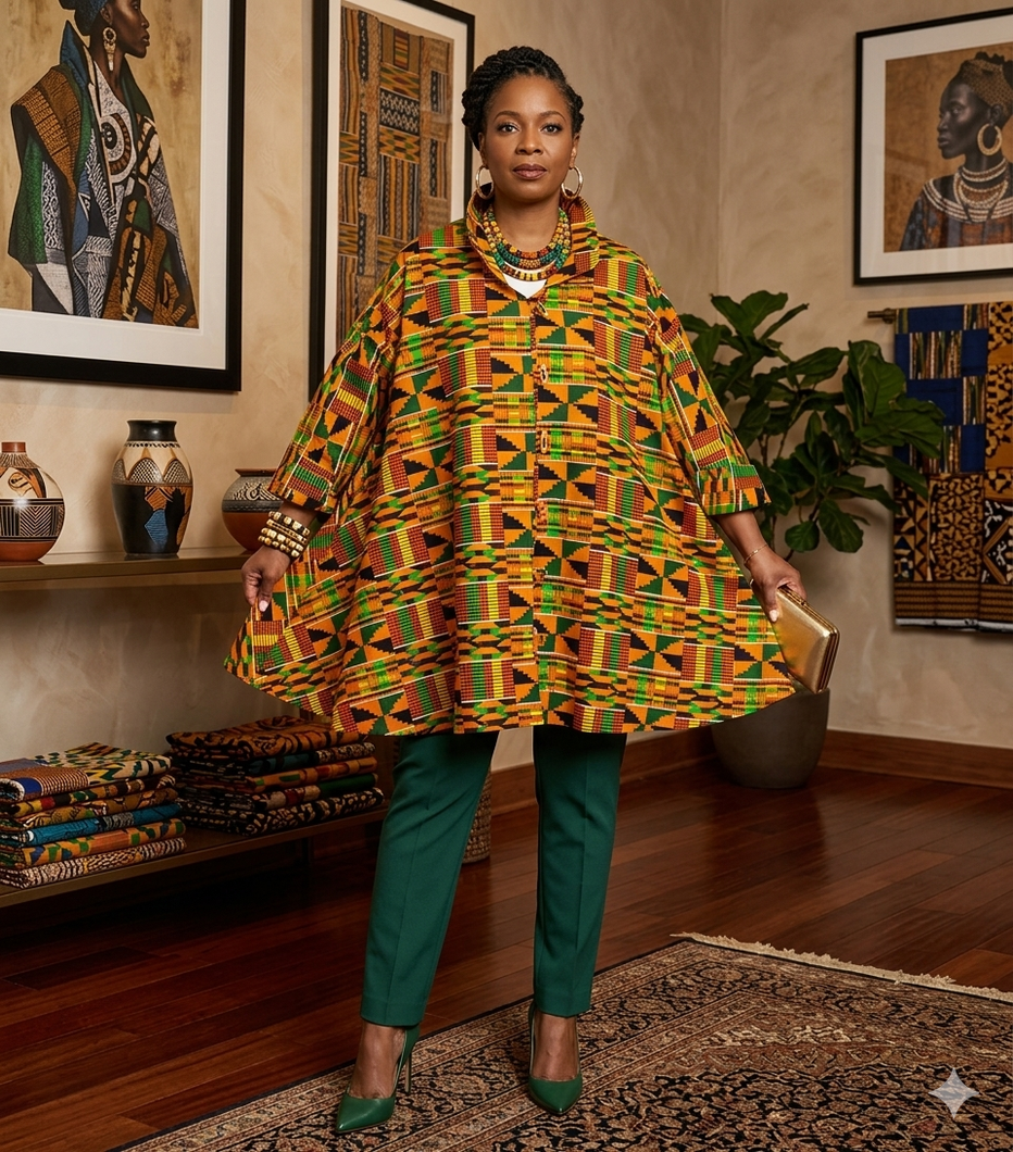 Kente Cape Coat