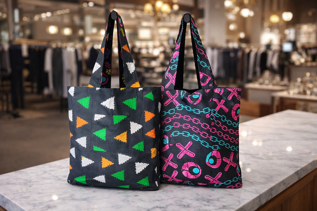 Ankara Print Reversible Tote - Support Liberia Clinic URGENT NEED!!! 🇱🇷