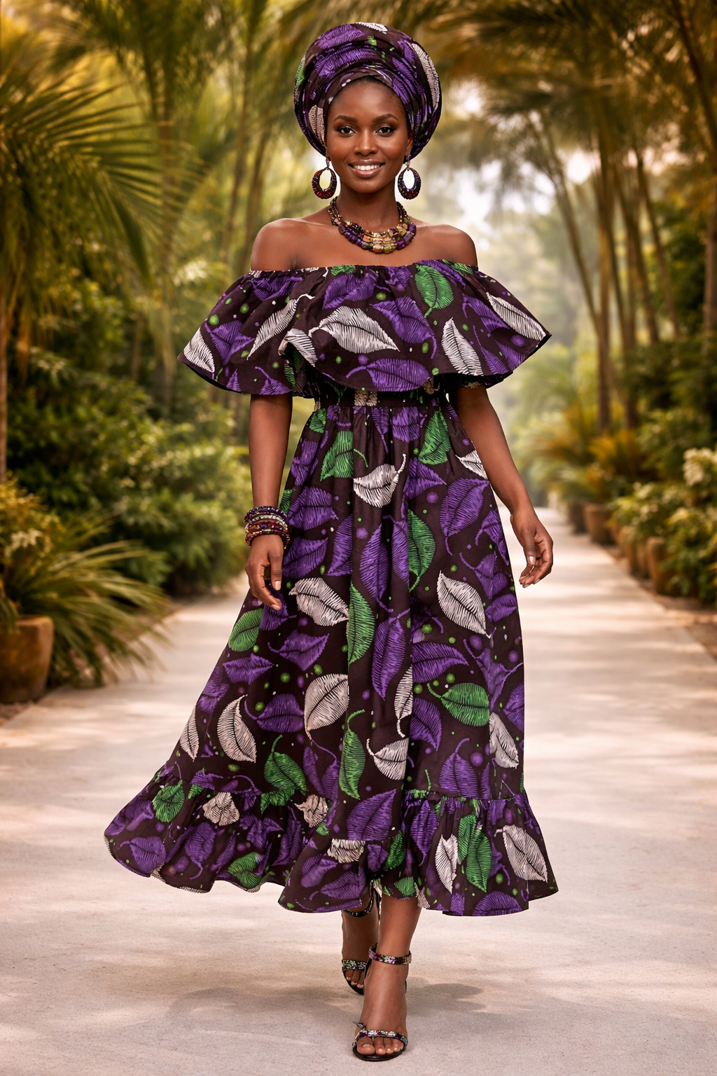 Amara Leaf Ruffle Dress