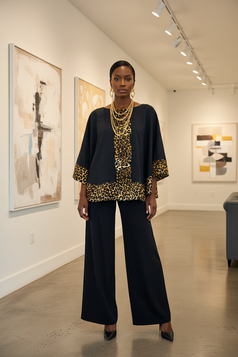 Safi Leopard Accent Poncho