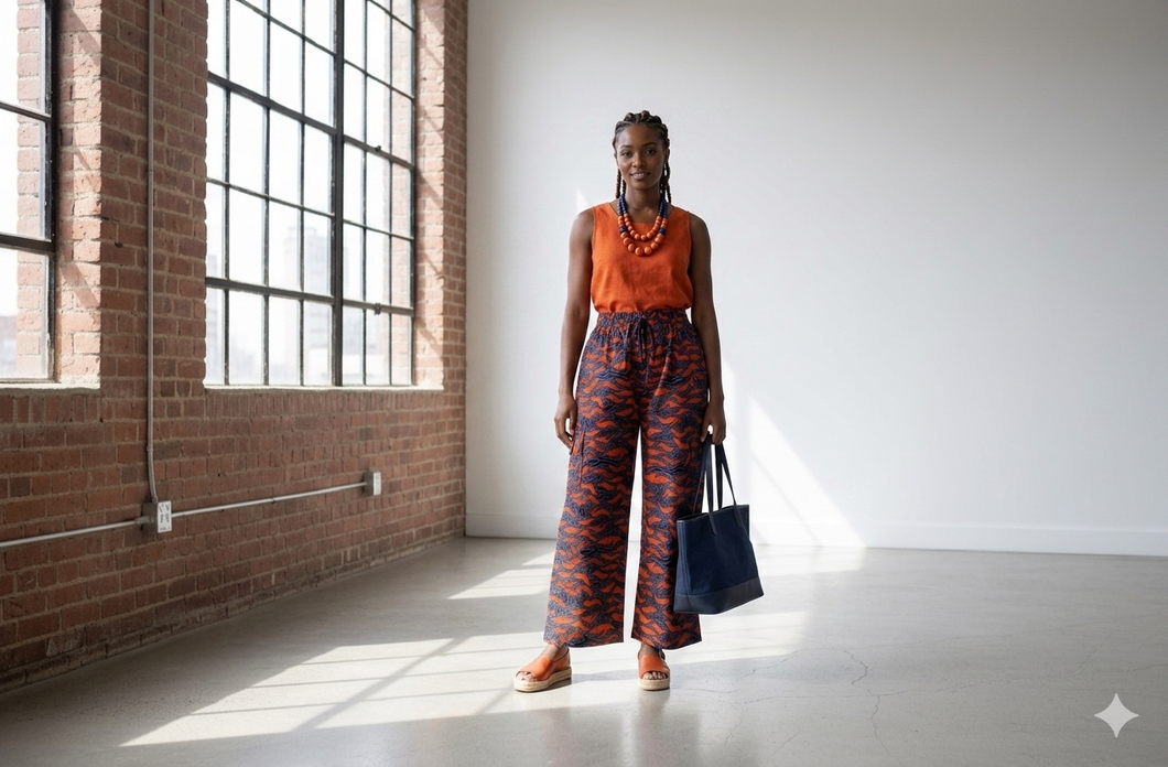 Sunset Wave Ankara Cargo Pants