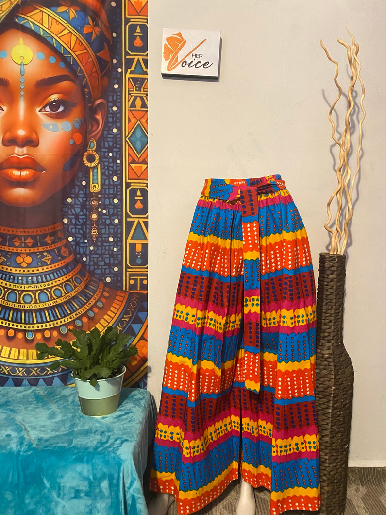 Orange/Blue/ Yellow Maxi Dashiki Print Skirt