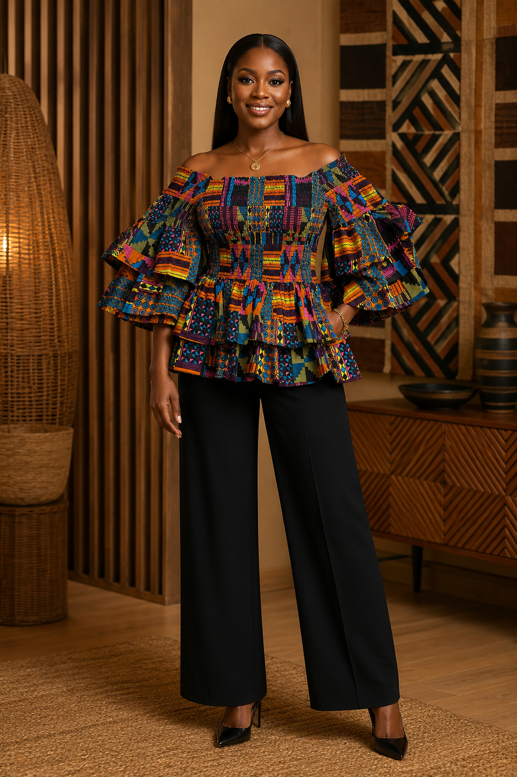 Adunola Kente Peplum Top