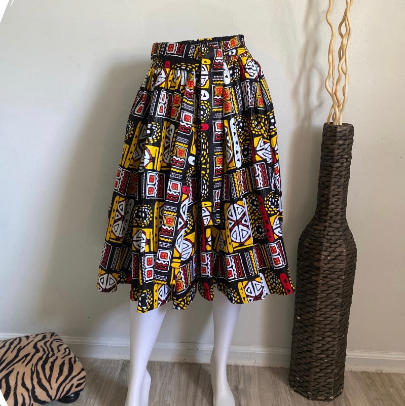 African Print Midi Skirt