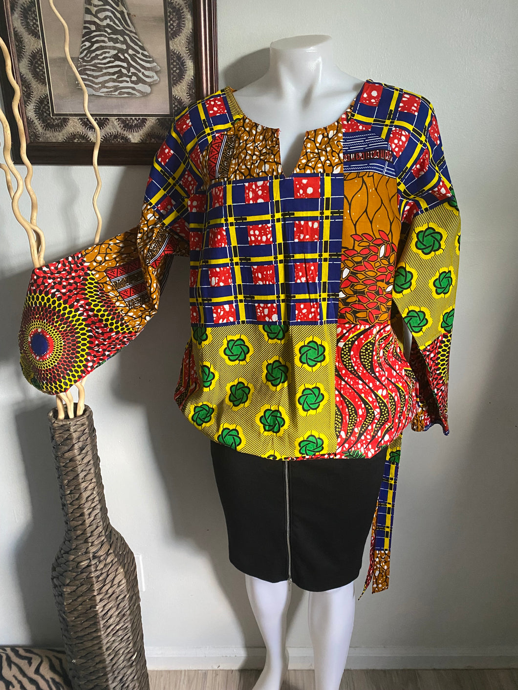 African Print Long Sleeve Top