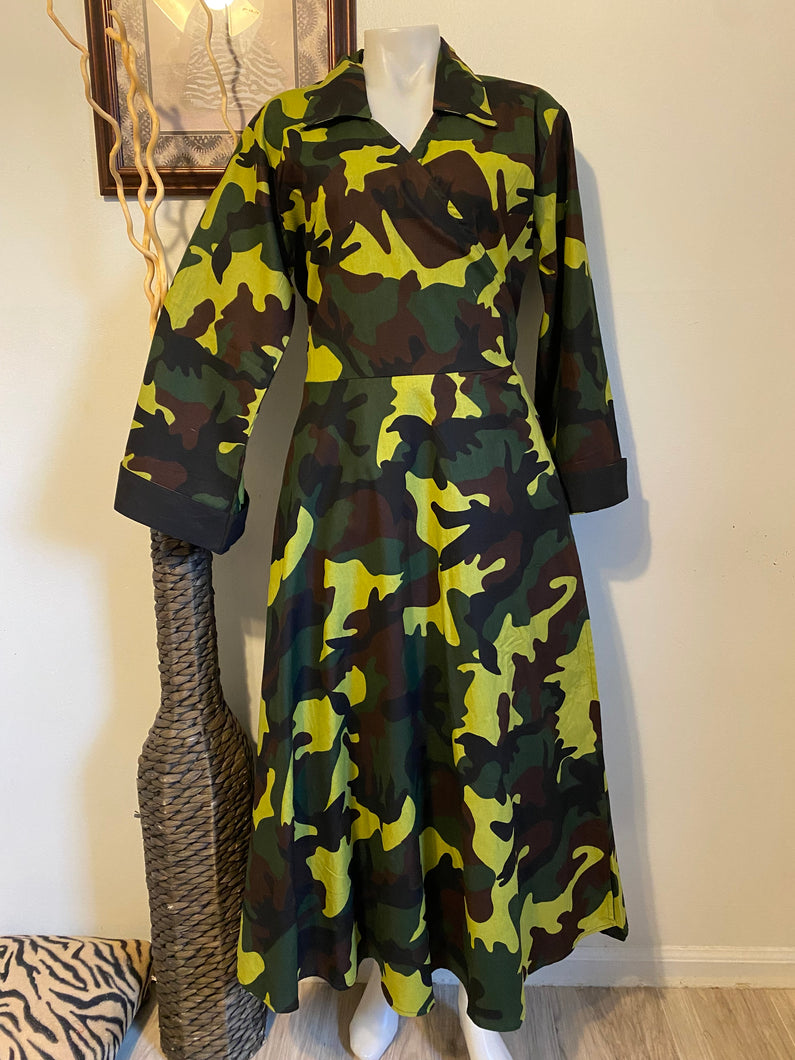 Camouflage Wrap Dress Maxi Wrap Dress