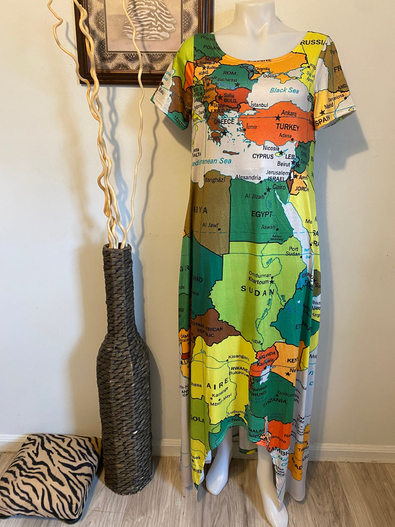 African Map Maxi Dress