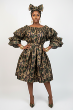 Camouflage On/Off The Shoulder Dress