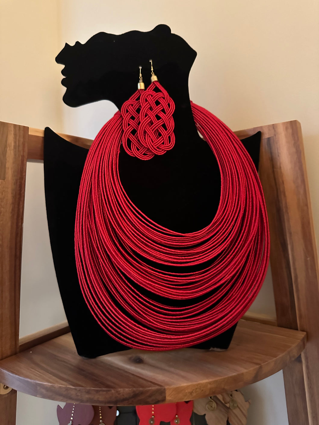 Red Layered 2 piece Necklace Set