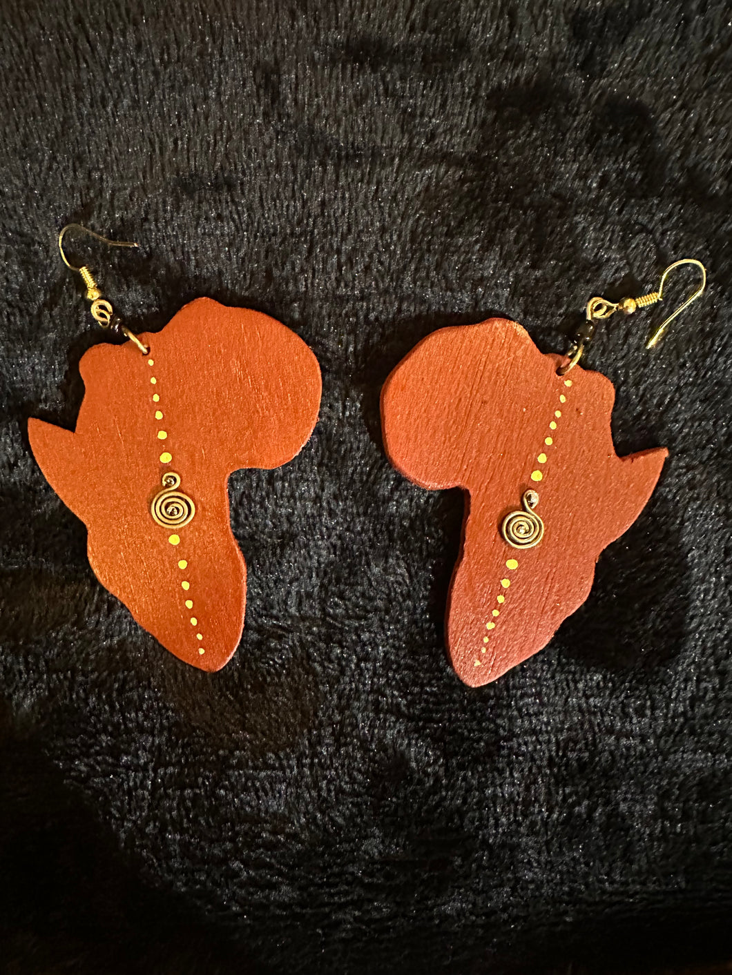 Maroon Wooden Africa Earrings