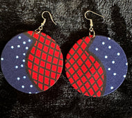 Red and Blue African Print Earrings