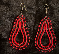 Red and Black African Beaded Maasai Earrings