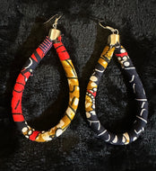 Red and Blue African Print Earrings