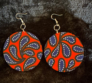 Red and Blue African Print Earrings