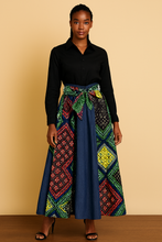 African Print and Denim Maxi Skirt 3
