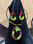 Yellow, Red, Green Maasai Necklace Set